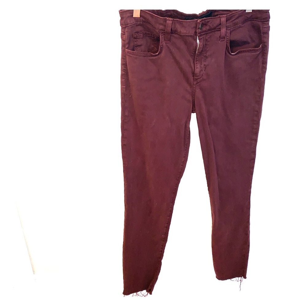 Burgundy Joe’s Jeans ankle jeans w/ frayed hems